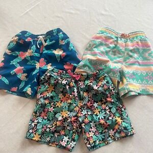 Chubbies Kids Boys Swim Trunks Size 5 Bundle Tropical Floral Geometric Set of 3